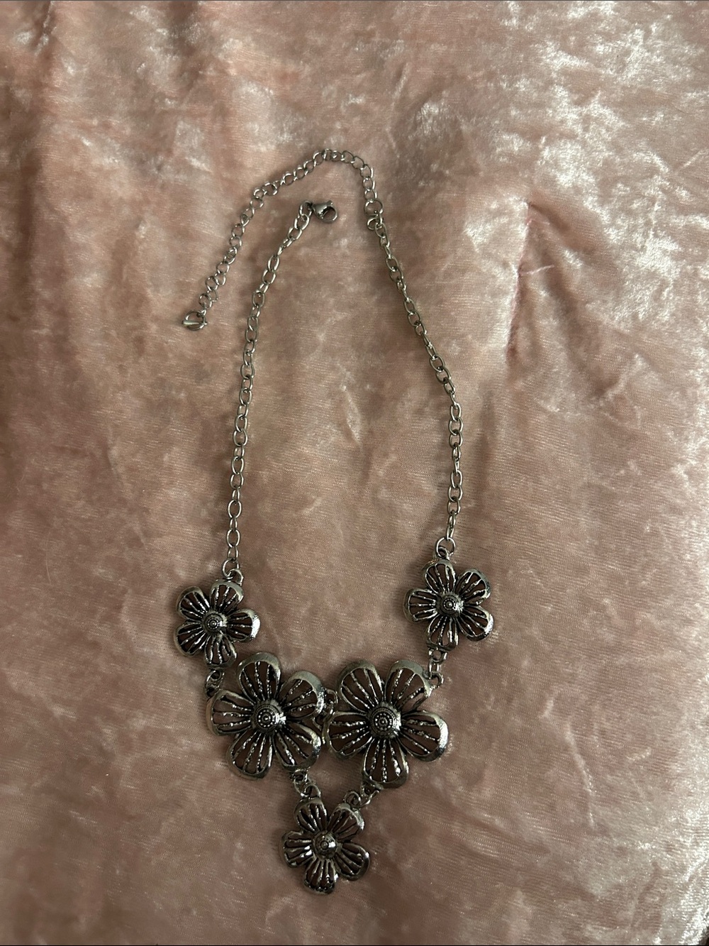 Silver Floral Statement Necklace - Women Jewelry